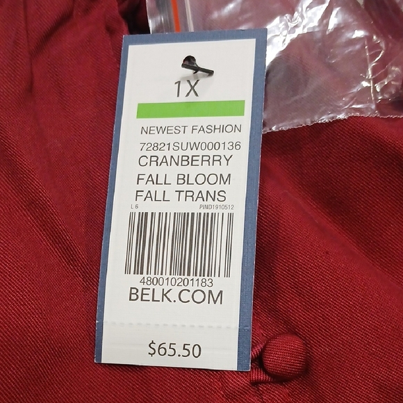 Crown & Ivy Rich Cranberry Red Blouse Sz 1x Long Sleeve New With Tag - Picture 9 of 9